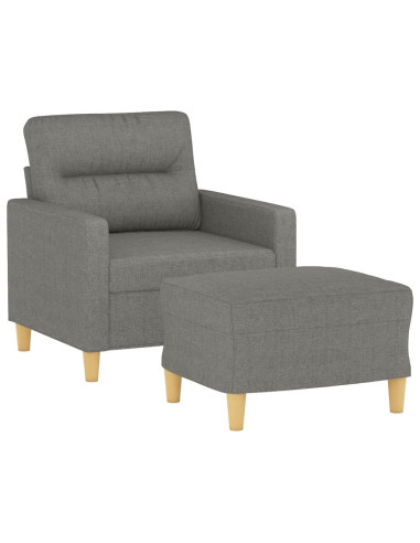 Poltrona con Poggiapiedi Grigio Scuro 60 cm in Tessuto