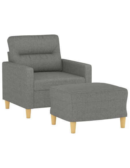 Poltrona con Poggiapiedi Grigio Scuro 60 cm in Tessuto