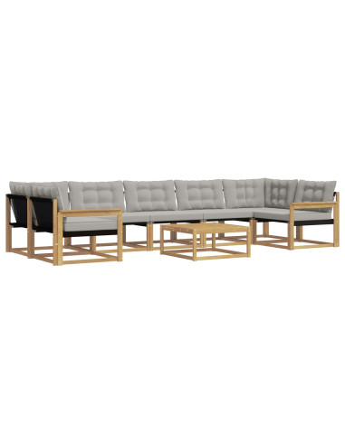 Set di divani da esterno 8 pcs Bianco e Grigio Chiaro