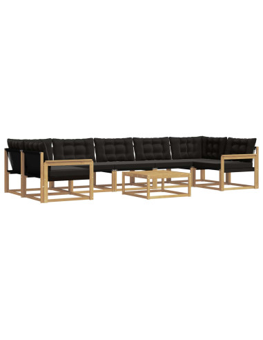 Set di divani da esterno 8 pcs Bianco e Nero 79 x 79 x 37 cm