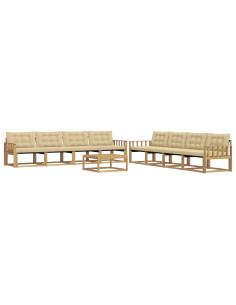 Set di divani da esterno 9 pcs Bianco e Beige 79 x 79 x 37 cm 2