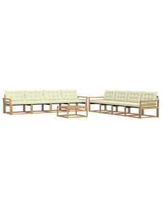 Set di divani da esterno 9 pcs Bianco e Crema 79 x 79 x 37 cm 2