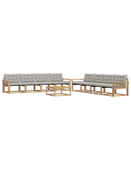Set di divani da esterno 9 pcs Bianco e Grigio Chiaro
