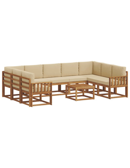 Set di divani con cuscino 10 pcs Naturale e Beige