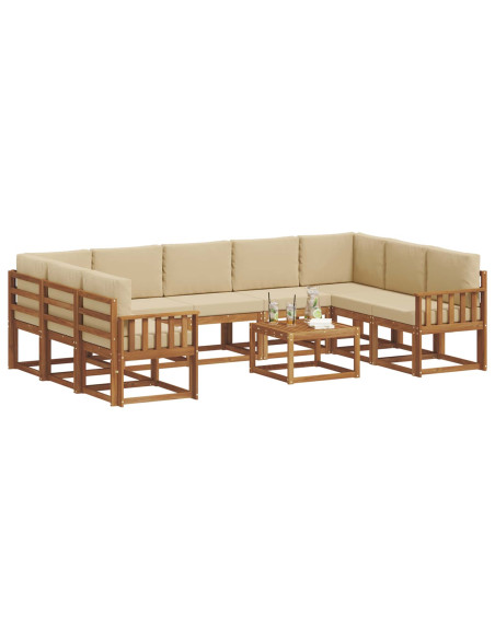 Set di divani con cuscino 10 pcs Naturale e Beige