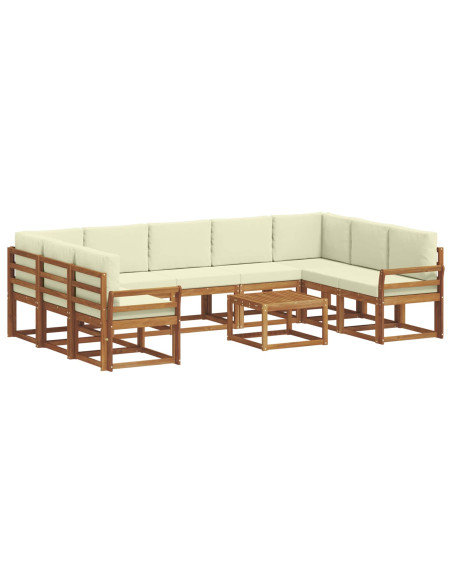 Set di divani con cuscino 10 pcs Naturale e Crema