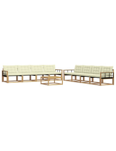 Set di divani da esterno 9 pcs Bianco e Crema 79 x 79 x 37 cm 2