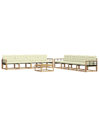 Set di divani da esterno 9 pcs Bianco e Crema 79 x 79 x 37 cm