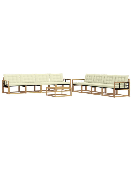 Set di divani da esterno 9 pcs Bianco e Crema 79 x 79 x 37 cm