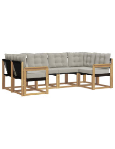 Set di divani da esterno 6 pcs Bianco e Grigio Chiaro 2