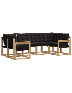 Set di divani da esterno con cuscino 6 pcs Bianco e Nero 2