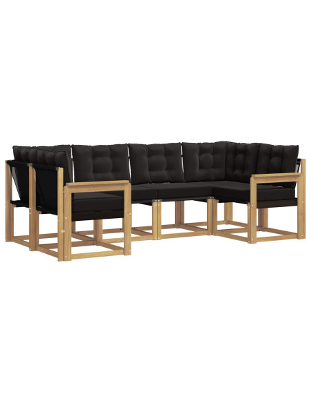 Set di divani da esterno con cuscino 6 pcs Bianco e Nero