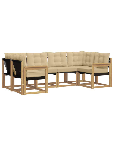 Set di divani da esterno con cuscino 6 pcs Bianco e Beige