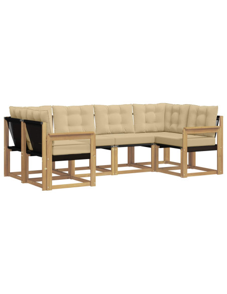 Set di divani da esterno con cuscino 6 pcs Bianco e Beige