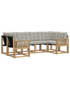 Set di divani da esterno 6 pcs Bianco e Grigio Chiaro 2