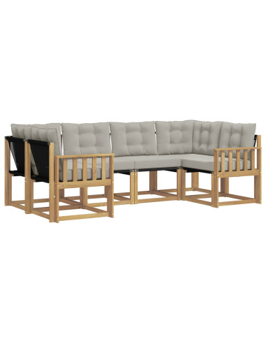 Set di divani da esterno 6 pcs Bianco e Grigio Chiaro