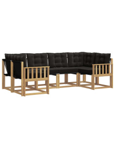 Set di divani da esterno con cuscino 6 pcs Bianco e Nero 2