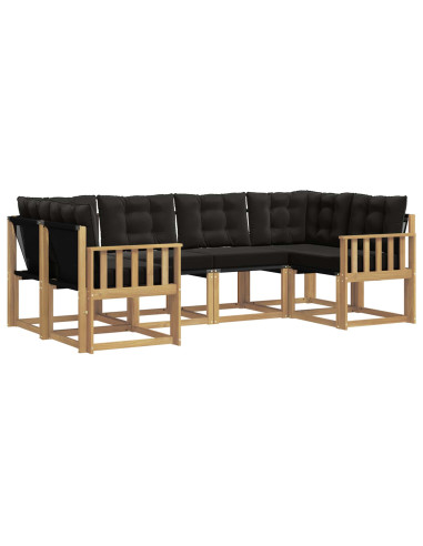 Set di divani da esterno con cuscino 6 pcs Bianco e Nero