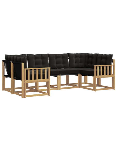 Set di divani da esterno con cuscino 6 pcs Bianco e Nero