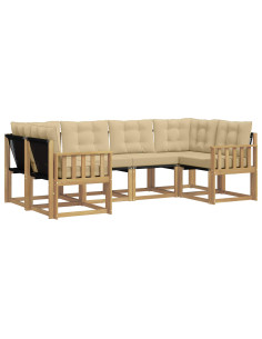 Set di divani da esterno con cuscino 6 pcs Bianco e Beige 2