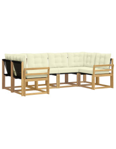Set di divani da esterno con cuscino 6 pcs Bianco e Crema 2