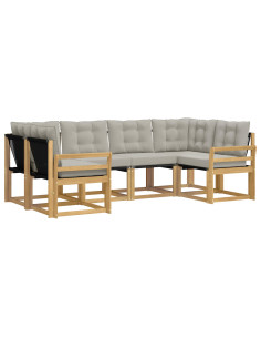 Set di divani da esterno 6 pcs Bianco e Grigio Chiaro 2