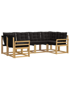 Set di divani da esterno con cuscino 6 pcs Bianco e Nero 2