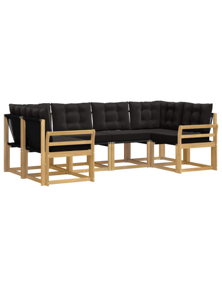 Set di divani da esterno con cuscino 6 pcs Bianco e Nero