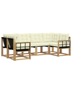 Set di divani da esterno con cuscino 6 pcs Bianco e Crema 2