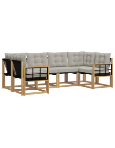 Set di divani da esterno 6 pcs Bianco e Grigio Chiaro 2