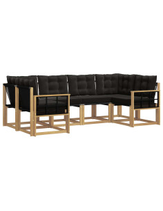 Set di divani da esterno con cuscino 6 pcs Bianco e Nero 2
