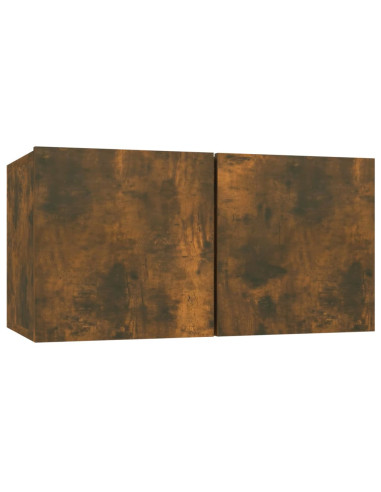 Set Mobili Porta TV 8pz Rovere Fumo in Legno Multistrato
