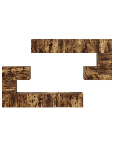 Set Mobili Porta TV 10 pz Rovere Fumo in Legno Multistrato