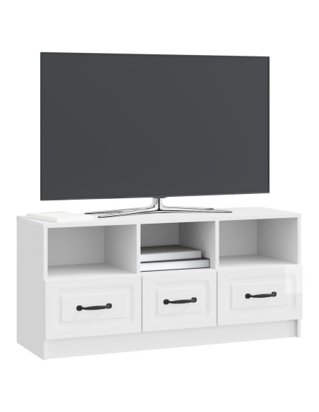 Mobile TV Bianco Lucido 102 x 34,5 x 47 cm Legno ingegnerizzato