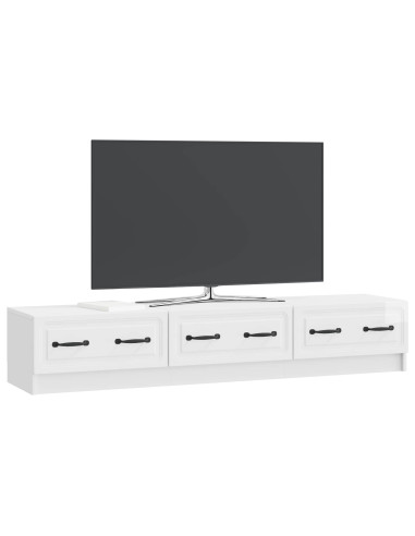 Mobile TV Bianco Lucido 147 x 34,5 x 27 cm Legno ingegnerizzato