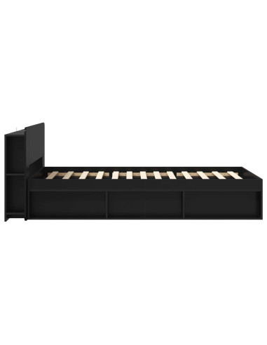 Telaio del letto con storage con testiera Nero 90 x 200 cm