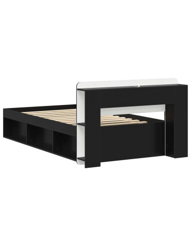 Telaio del letto con storage con testiera Nero 90 x 200 cm