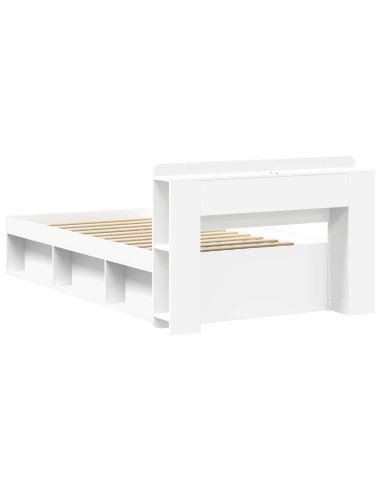 Telaio del letto con storage con testiera Bianco 90 x 200 cm