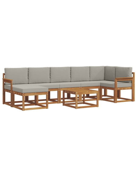 Set di divani con cuscino 8 pcs Grigio Naturale e Chiaro