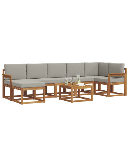 Set di divani con cuscino 8 pcs Grigio Naturale e Chiaro