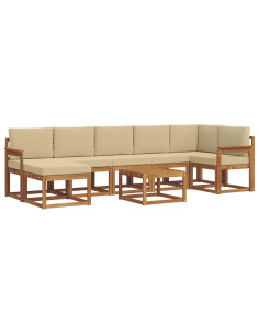 Set di divani con cuscino 8 pcs Naturale e Beige 2