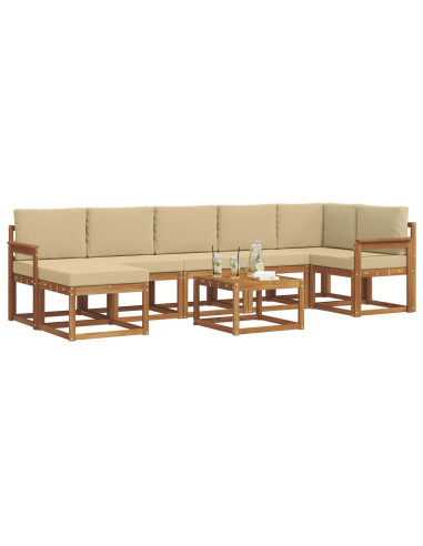 Set di divani con cuscino 8 pcs Naturale e Beige