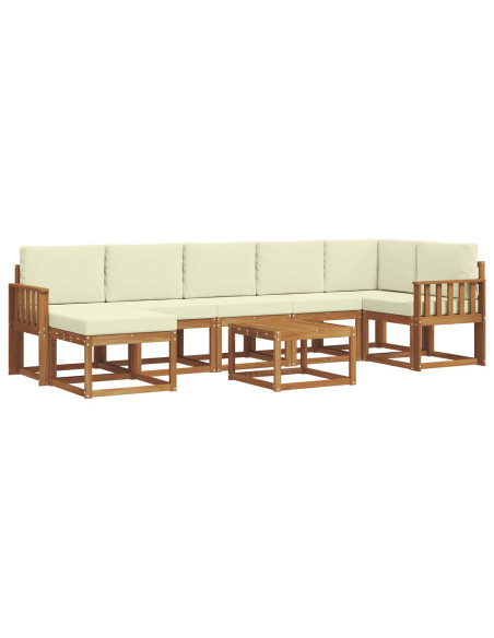 Set di divani con cuscino 8 pcs Naturale e Crema