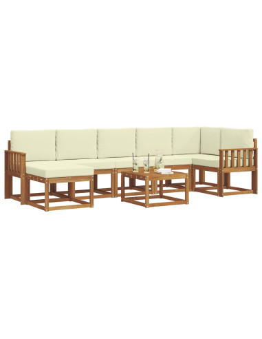 Set di divani con cuscino 8 pcs Naturale e Crema