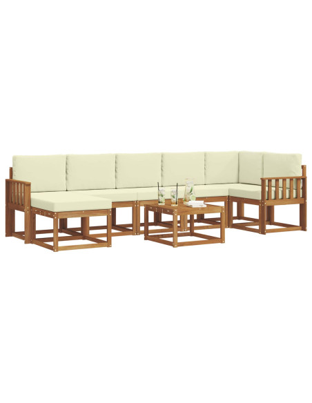 Set di divani con cuscino 8 pcs Naturale e Crema