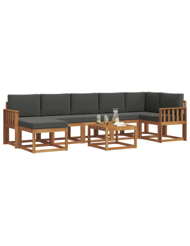 Set di divani con cuscino 8 pcs Naturale e Antracite