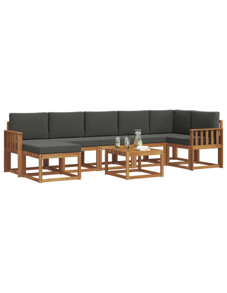 Set di divani con cuscino 8 pcs Naturale e Antracite