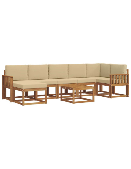 Set di divani con cuscino 8 pcs Naturale e Beige