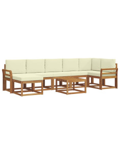 Set di divani con cuscino 8 pcs Naturale e Crema 2