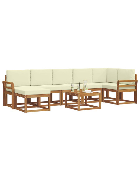 Set di divani con cuscino 8 pcs Naturale e Crema